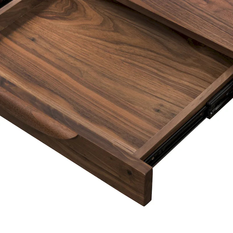 Bureau en bois massif avec deux tiroirs à fermeture amortie