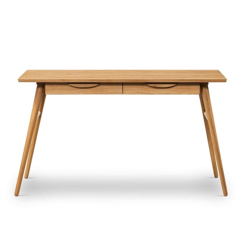 Bureau en bois massif avec deux tiroirs à fermeture amortie