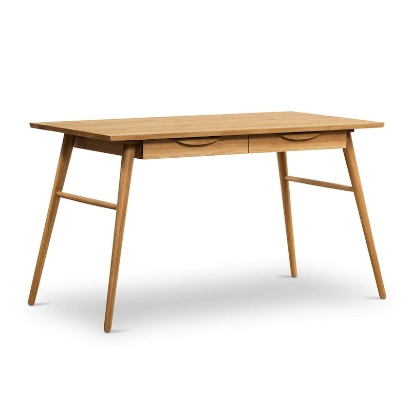 Bureau en bois massif avec deux tiroirs à fermeture amortie