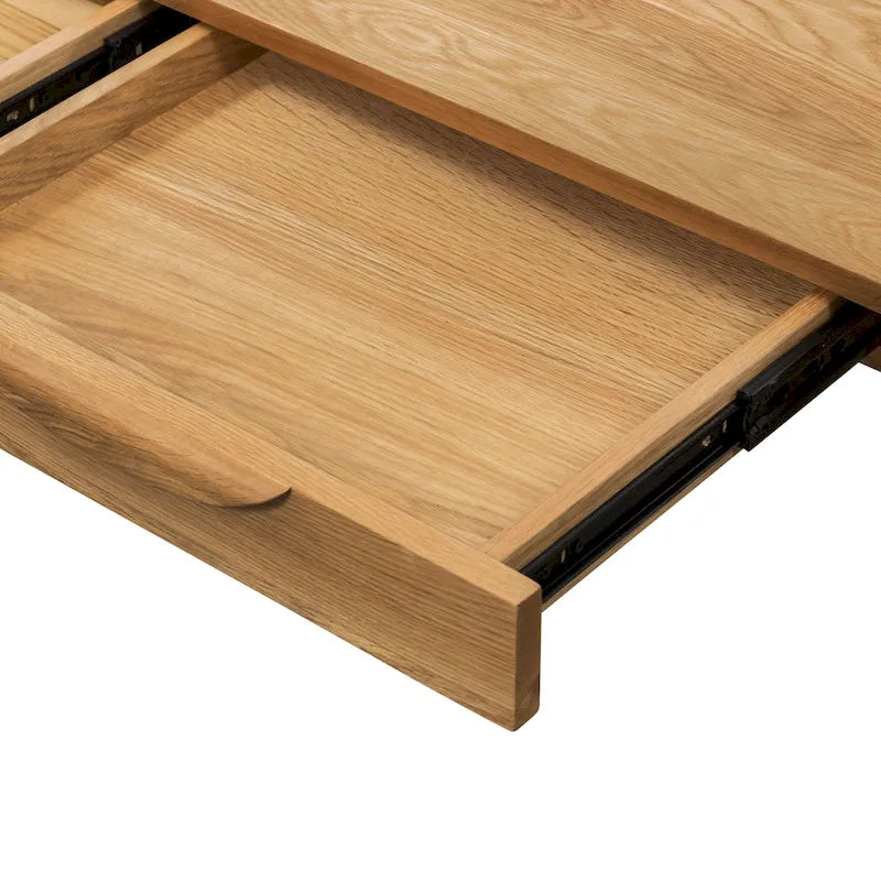 Bureau en bois massif avec deux tiroirs à fermeture amortie