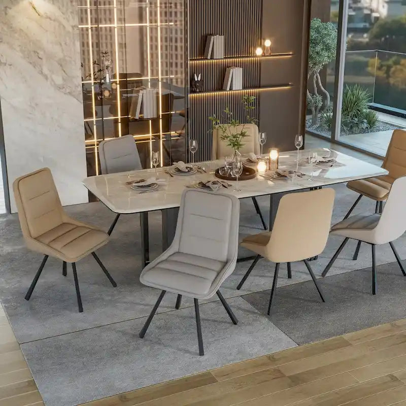 Lot de 2 chaises de salle à manger rembourrées pivotantes à 360° avec pieds en métal