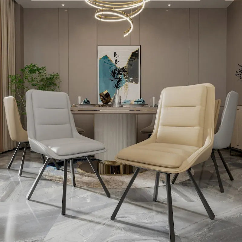 Lot de 2 chaises de salle à manger rembourrées pivotantes à 360° avec pieds en métal
