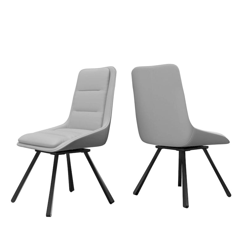 Lot de 2 chaises de salle à manger rembourrées pivotantes à 360° avec pieds en métal