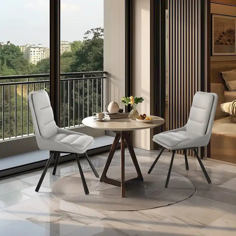 Lot de 2 chaises de salle à manger rembourrées pivotantes à 360° avec pieds en métal