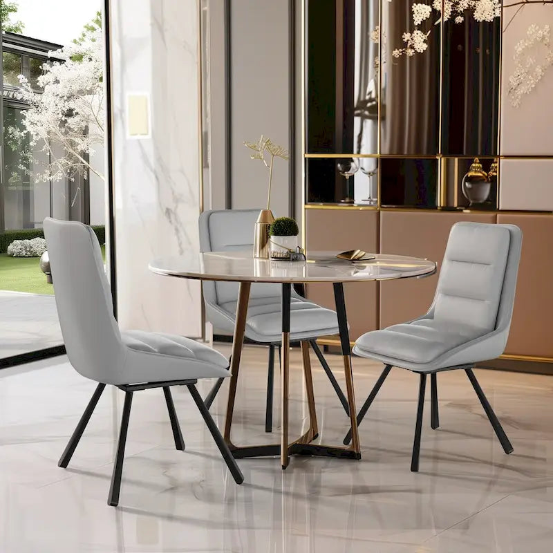 Lot de 2 chaises de salle à manger rembourrées pivotantes à 360° avec pieds en métal