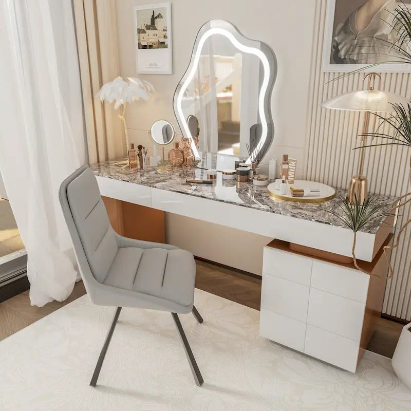 Lot de 2 chaises de salle à manger rembourrées pivotantes à 360° avec pieds en métal