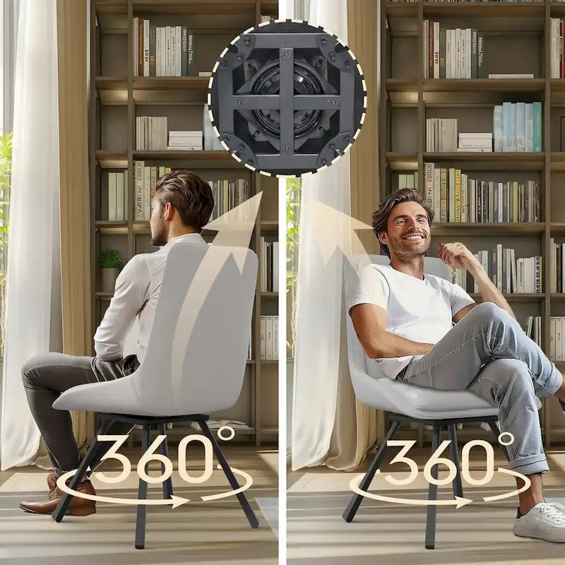 Lot de 2 chaises de salle à manger rembourrées pivotantes à 360° avec pieds en métal