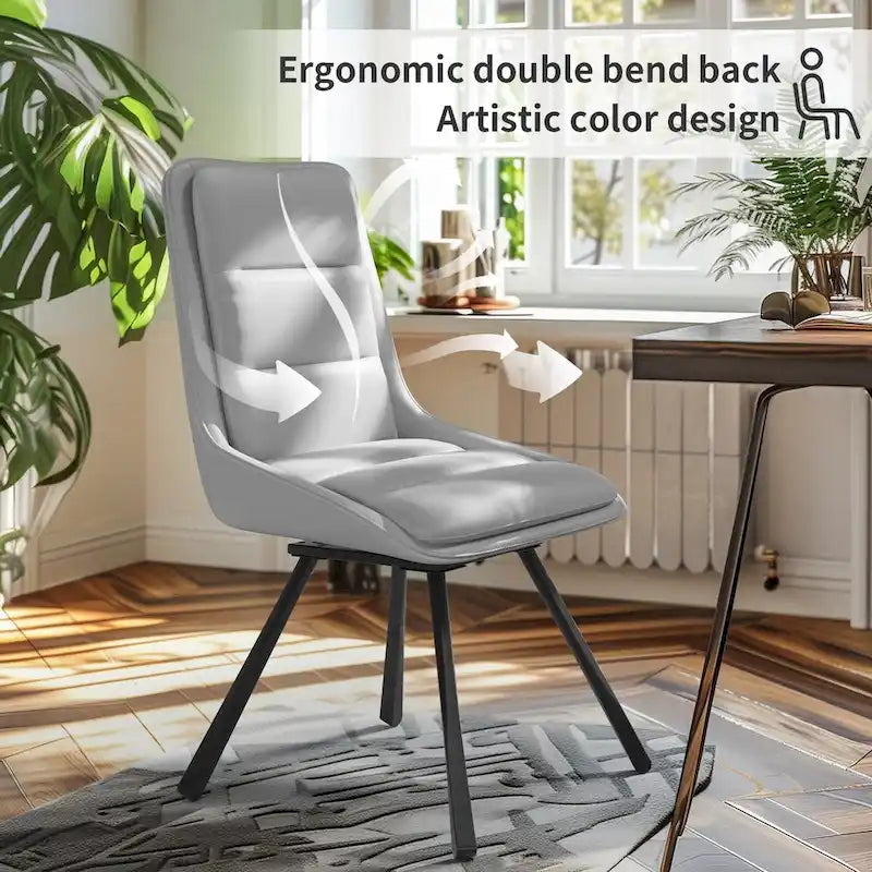 Lot de 2 chaises de salle à manger rembourrées pivotantes à 360° avec pieds en métal