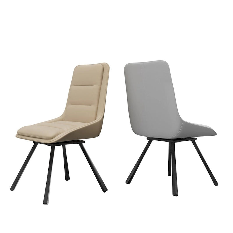 Lot de 2 chaises de salle à manger rembourrées pivotantes à 360° avec pieds en métal