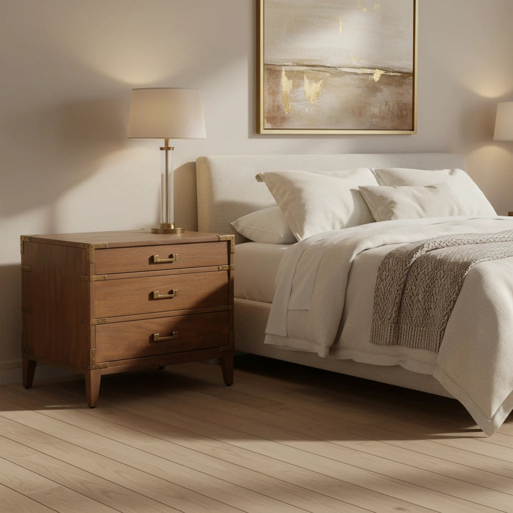 Table de chevet 3 tiroirs en bois